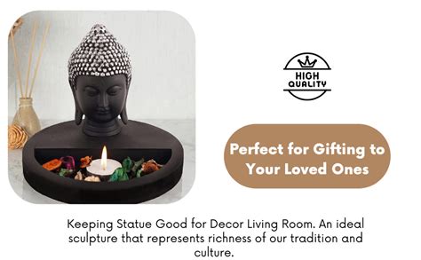 Buy ZART Buddha Head Statue with Circle Wooden Base Plate Home ...