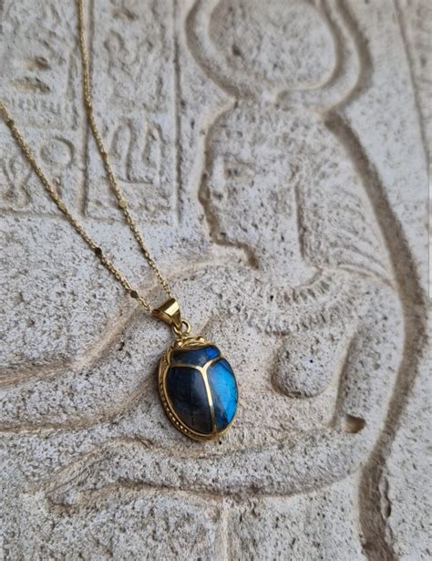 Buy KHEPRI Labradorite Inlay Pendant, Carved Gem Scarab, Beetle Jewelry ...