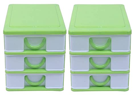 Kuber Industries Plastic 2 Pieces Three Layer Drawer Storage Cabinet ...