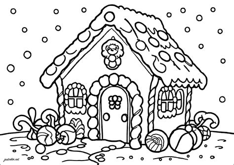Gingerbread house - Christmas Coloring Pages for Kids