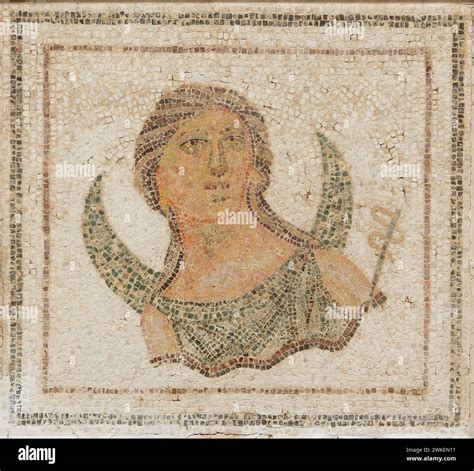 Luna, Goddess of the Moon. Roman Mosaic. Museum: PRIVATE COLLECTION ...