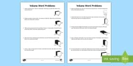 Volume (Metric) Word Problems Worksheet (teacher made)
