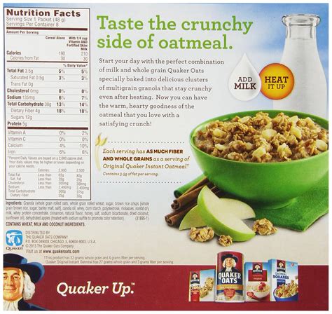 quaker apple and cinnamon oatmeal nutrition facts