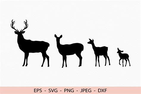 Baby Deer Family Silhouette Schöne Edle Stolze