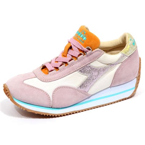 F9614 sneaker donna pink/orange DIADORA HERITAGE EQUIPE stone wash shoe ...