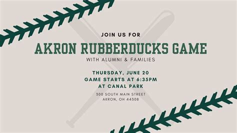 Akron RubberDucks Baseball Game for Alumni & Family, 300 S Main St ...