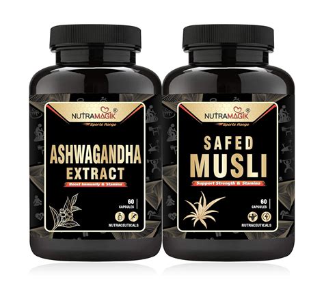 NUTRAMAGIK Safed Musli Capsules & Ashwagandha Extract Capsules(combo 60 ...