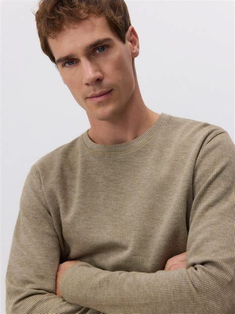 Tricou cu mânecă lungă din tricot striat, regular fit Culoare verde ...