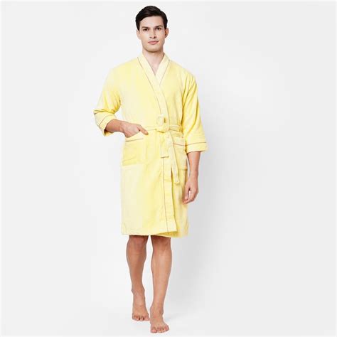 Buy SPACES Exotica Cotton Adult Bathrobe, Yellow - XL from Spaces at ...