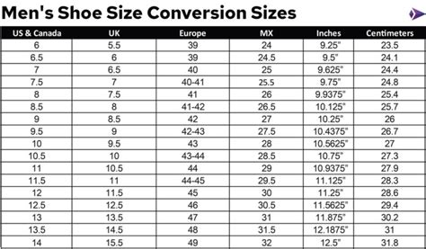 Shoe Size Chart 的图像结果