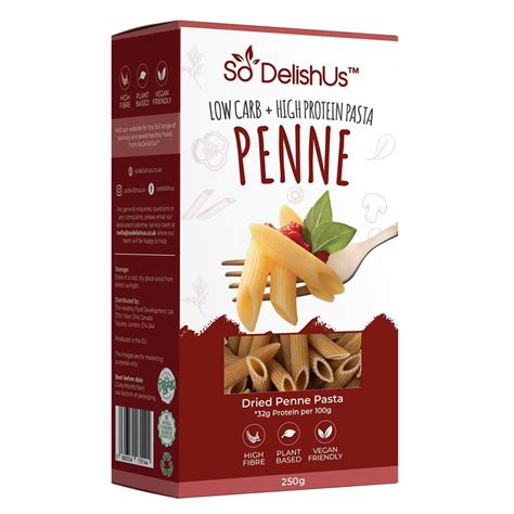 Low Carb High Protein Penne Pasta 250g (SoDelishUs) | Healthy Supplies