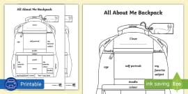 Back to School Backpack Activity Sheet (teacher made)