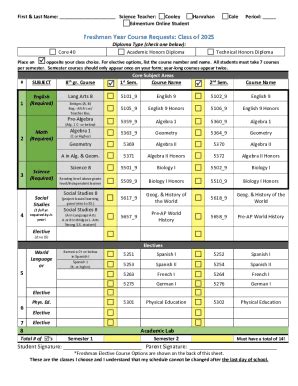 Fillable Online 2025 HS Freshman Scheduling Form 1.docx Fax Email Print ...
