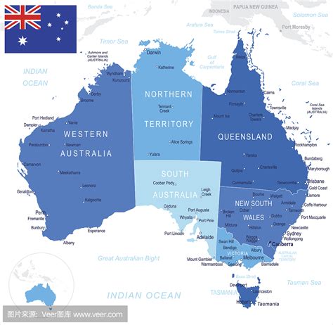 澳大利亚政区图 - 澳大利亚地图 - 地理教师网