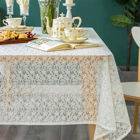 Amazon.com: GLORY SEASON Lace Tablecloth Leaf Pattern Warp Knitting ...