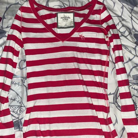 Abercrombie & Fitch Women's Pink and White Shirt | Depop