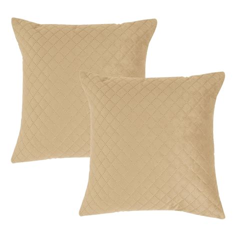 Plain Natural Beige Colour Zippered Square Quilted Velvet Pillow Covers ...