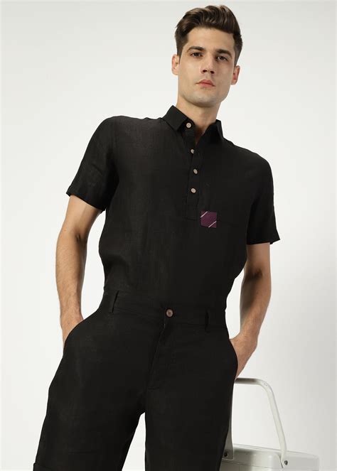 Matteo Pure Linen T-Shirt & Shorts Co-ord Set | Black – Linen Trail