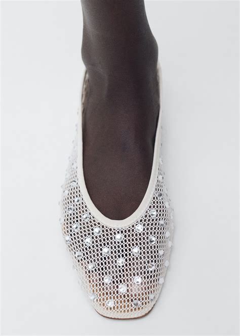 Mesh rhinestone ballet flats - Women | MANGO USA
