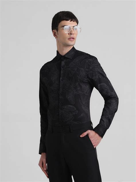 Black Abstract Print Full Sleeves Shirt