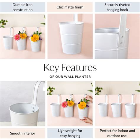 Minimalist Hanging Flower Bucket Set Of 3 Ivory Online - Premium ...