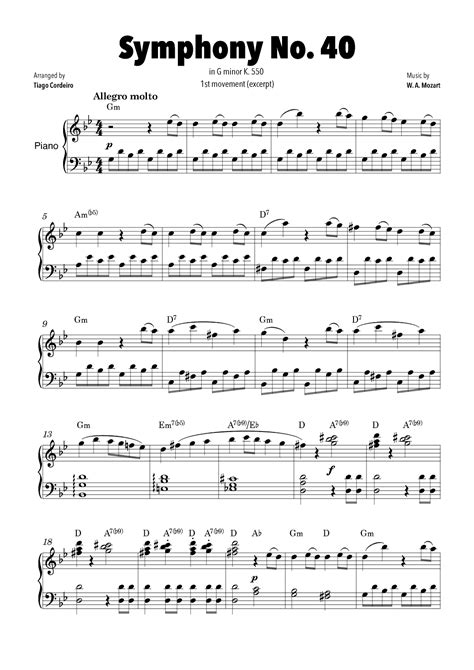 Symphony No. 40 in G minor K.550 - 1st movement (excerpt) (arr. Tiago ...