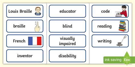 Louis Braille Word Cards (teacher made) - Twinkl