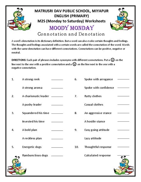 Connotation and denotation Moody monday - MATRUSRI DAV PUBLIC SCHOOL ...