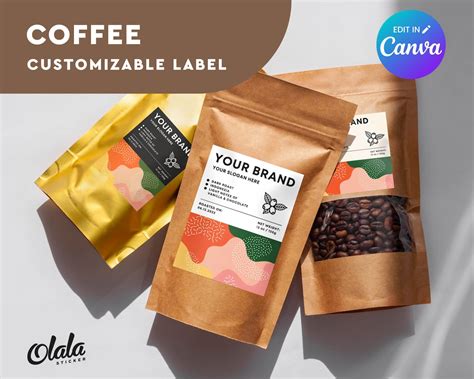 Printable Coffee Labels Template Small Business Coffee Shop Labels ...