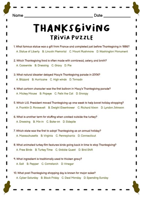 Thanksgiving Trivia Games - 14 Free PDF Printables | Printablee