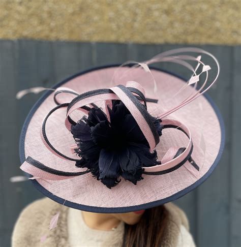 SNOXELL & GWYTHER HAT 2 TAUPE AND NAVY ASCOT WEDDING HATINATOR HAT OCCASION | eBay UK