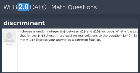 View question - discriminant