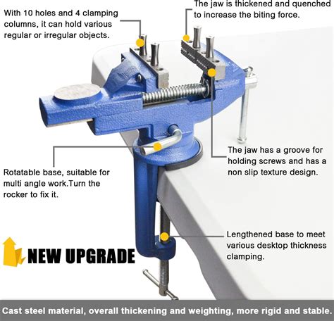 Buy Bench Vise with Clamp Post Universal 3 Inch Bench Clamps 360 ...