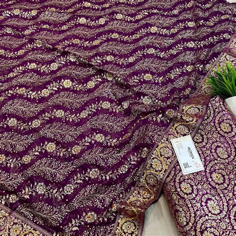 Purple Murrah Jaal Stone Work Kimkhab Silk Banarasi Gharara – Mohsin ...