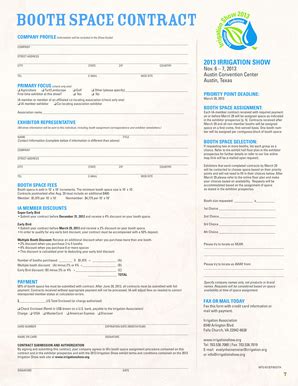 Fillable Online irrigation Booth space contract - Irrigation ...