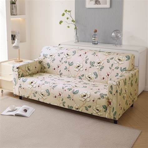 Buttercream Magnolia Whisper Print Velvet Sofa Cover Set Online ...