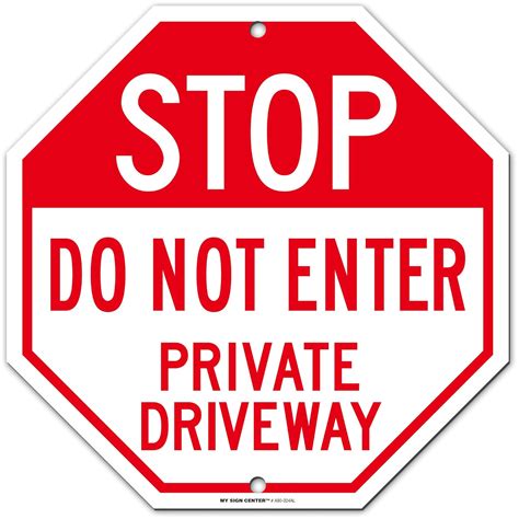 Stop Private Driveway Do Not Enter Warning Sign, Small Octagon Shaped ...