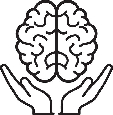 Human Brain Protected by Hands Line Art IllustrationHuman Brain Protected by Hands Line Art ...