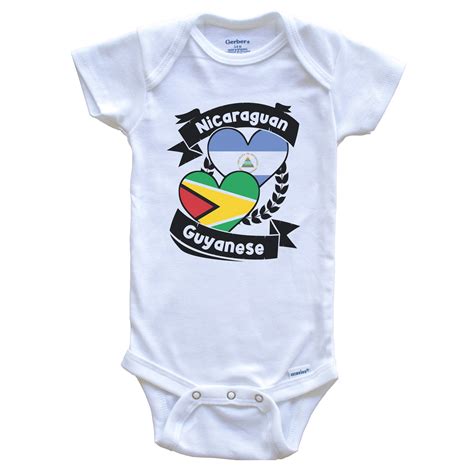Nicaraguan Guyanese Heart Flags Nicaragua Guyana Baby Bodysuit, 6-9 ...