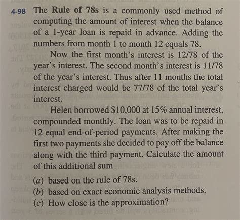 Solved 98 The Rule of 78 s is a commonly used method of | Chegg.com