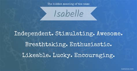 The hidden meaning of the name Isabelle | Namious