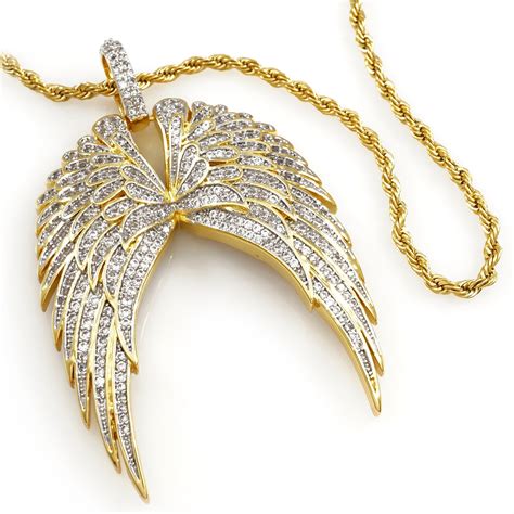 18K Gold Guardian Angel Wing Pendant With Rope Chain – Niv