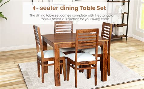 Dews Furniture Wooden Solid Sheesham Wood 4 Seater Dining Table | Home ...