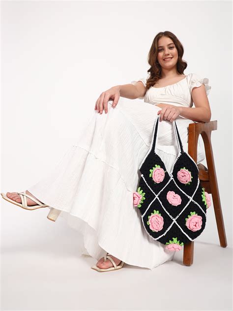 Midnight Bloom Crochet Handmade Bag – SUGERCANDY