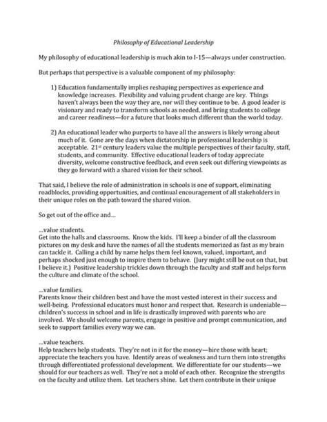 Leadership Philosophy Statement Examples 的图像结果