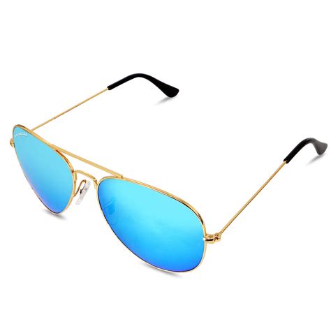 Unisex Blue Flash Glass and Gold Frame Aviator Sunglasses – Royaltail