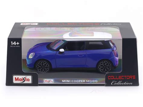 Mini Cooper SE J01 Blue 1:24 Maisto with Acrylic Case Licensed Diecast ...