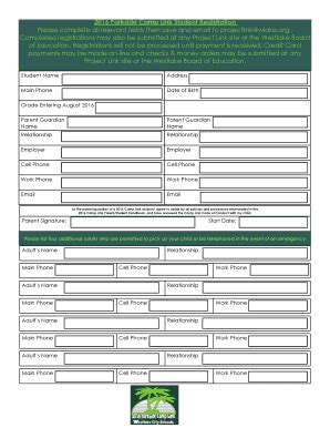 Fillable Online 2016 Parkside Camp Link Information Forms and Field ...