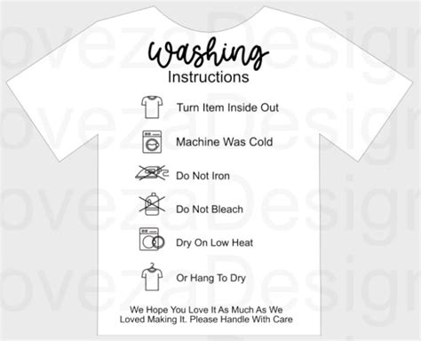 Washing Instruction Card, Editable Shirt Care Card, Clothing Washing ...