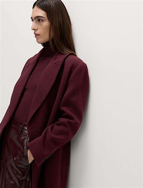 Buy Double Breasted Longline Coat With Wool at Marks & Spencer